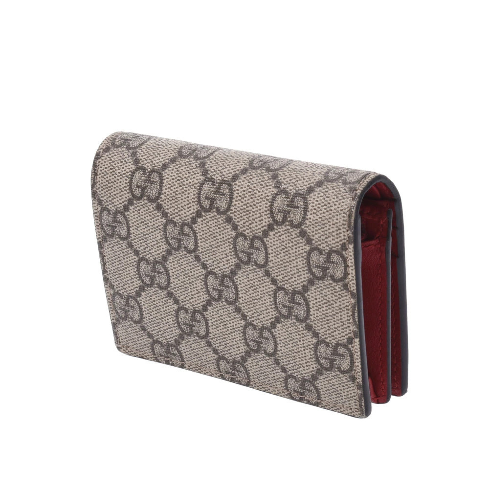 Gucci Mystic fold Cat Wallet Red GG Bi Compact Supreme Gray